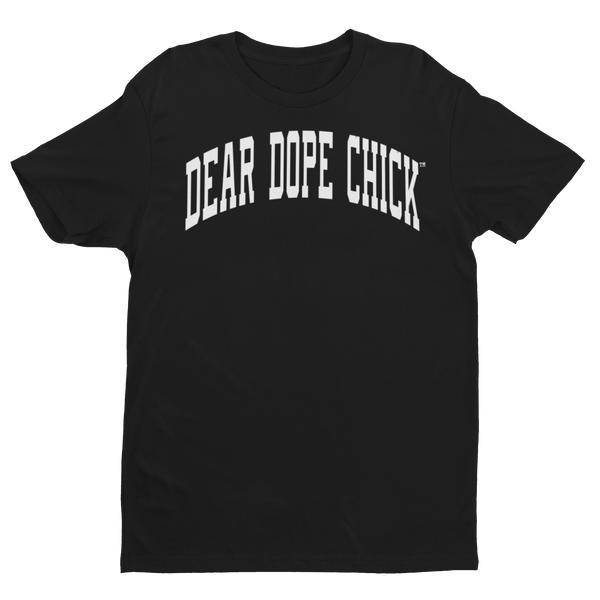 dear dope chick™ collegiate logo t-shirt (black)