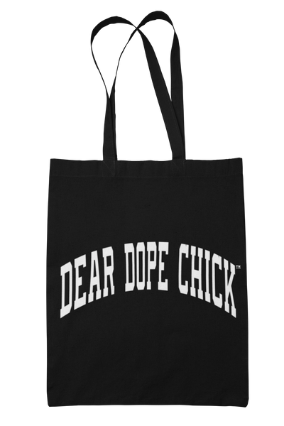 dear dope chick™ collegiate logo tote bag
